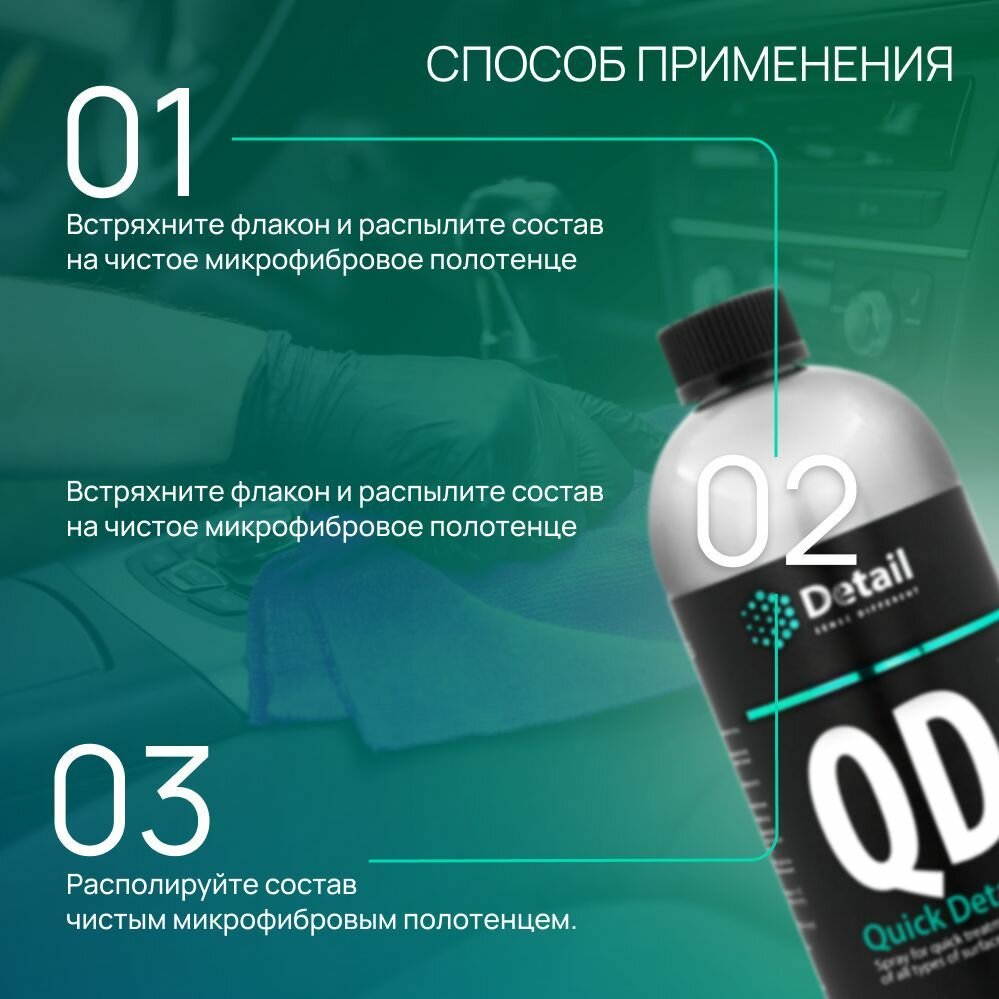 Спрей для быстрого ухода за всеми типами поверхностей QD "Quick Detailer" 1000 мл - фото №10