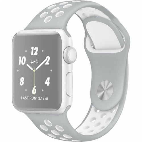 Ремешок на смарт часы Apple Watch (Эпл Вотч) 38/40/41 мм InnoZone Vent серый/зеленый, силиконовый, спортивный