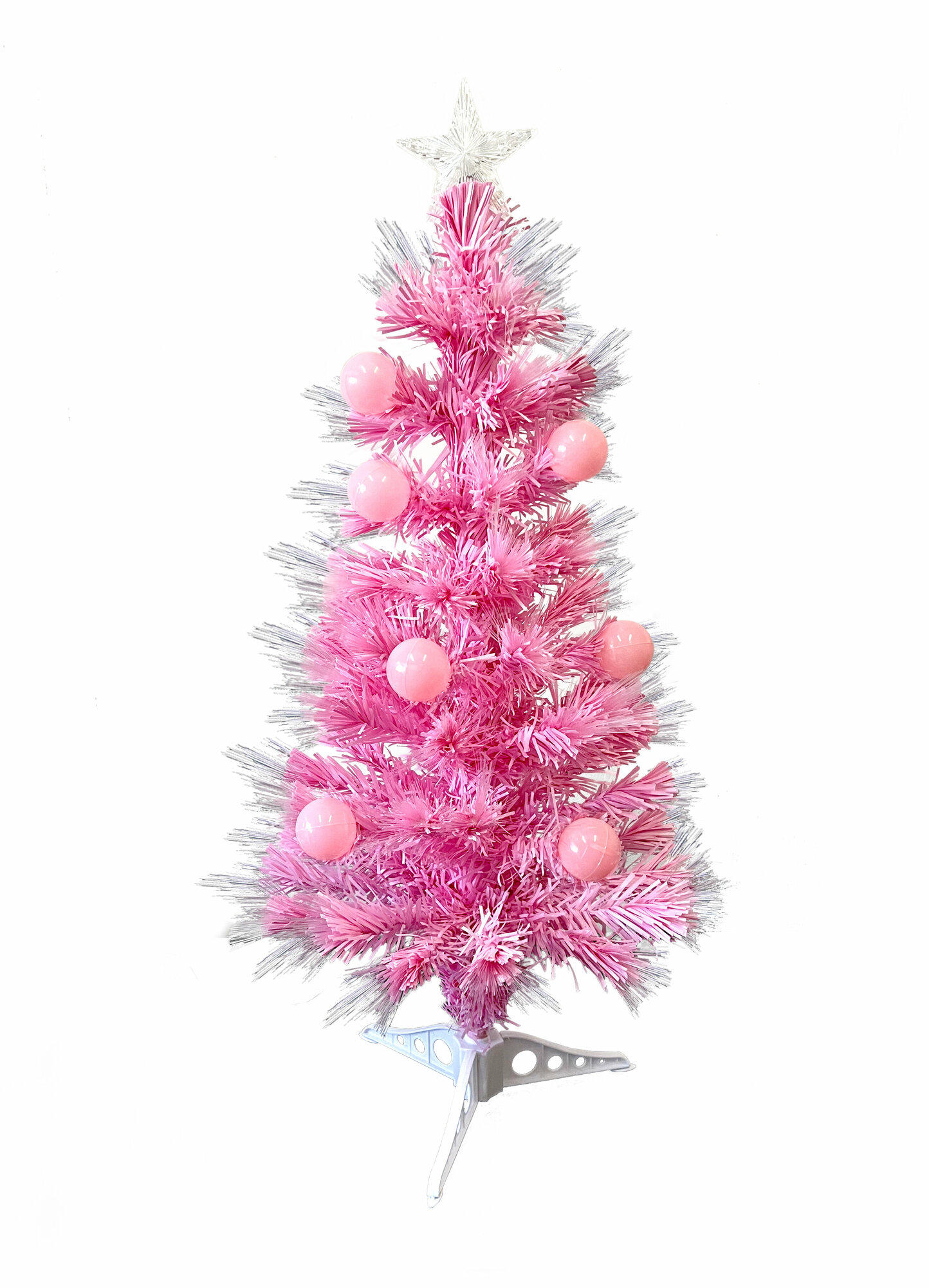 фото Новогодняя елка, елка светодиодная, елка светящаяся, ель искусственная розовая, с подсветкой, встроенная гирлянда, 90 см