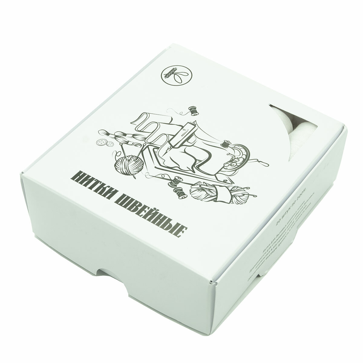 Нитки швейные армированные белые, 35ЛЛ, 20 шт по 200 м, ПНК им. Кирова — фото 1