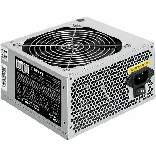 Блок питания ATX Exegate UNS450 ES261568RUS-PC 450W PC 12cm fan 24p4p 68p PCI-E 3SATA 2IDE FDD кабель 220V в комплекте 170900₽
