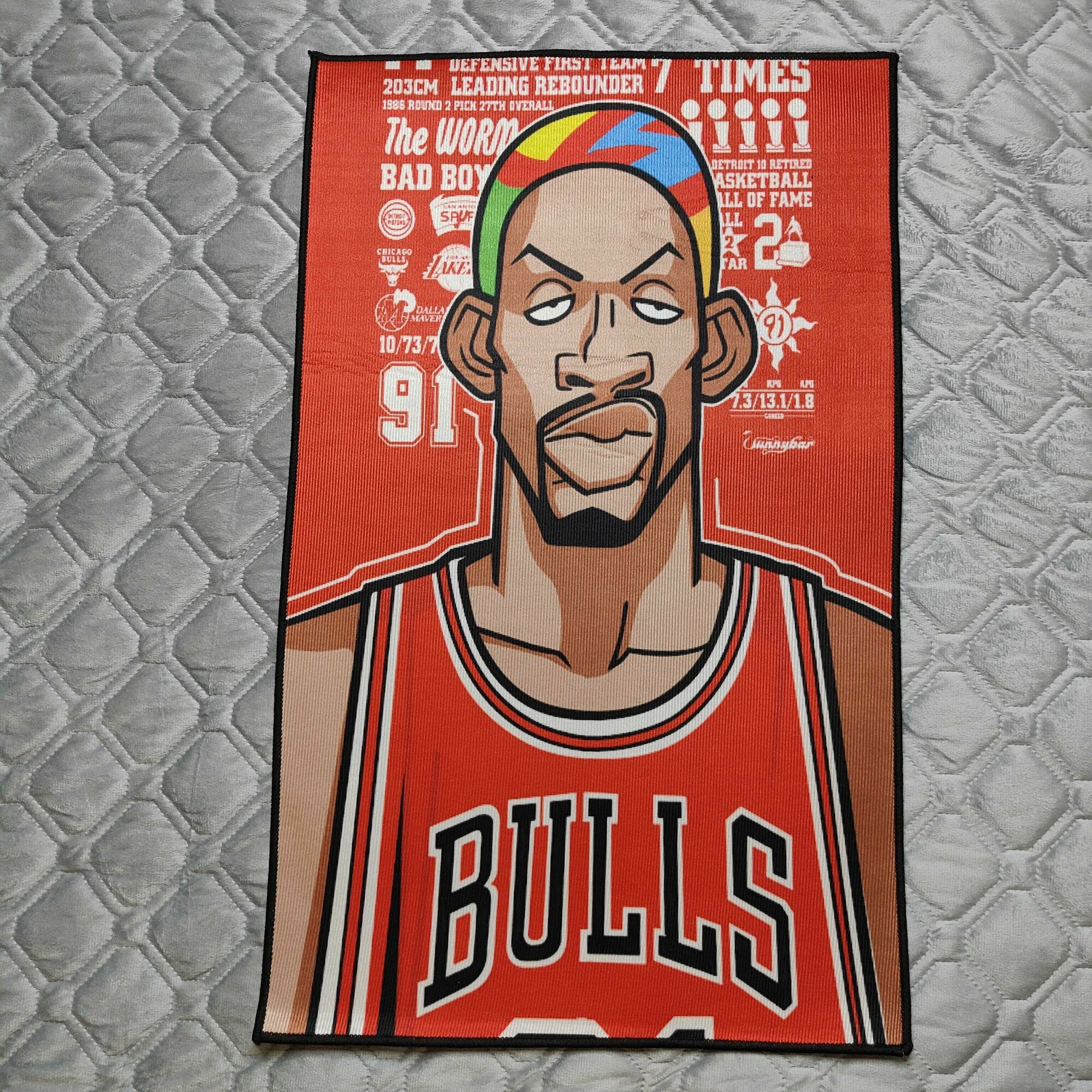 Коврик 50x80 см nba chicago bulls безворсовый ковёр Denis Rodman - фотография № 5