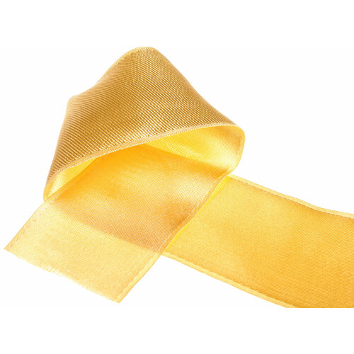 Лента атласная однотонная метражом, , светлое золото, 50мм, 3м