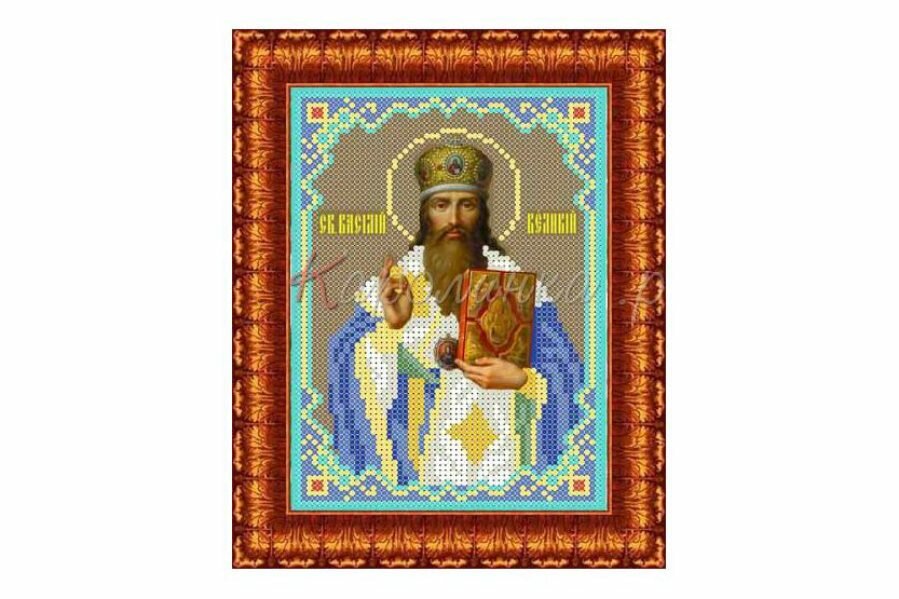 Ткань с рисунком для вышивки бисером каролинка Св. Василий, 12,4*17,5см, 1шт