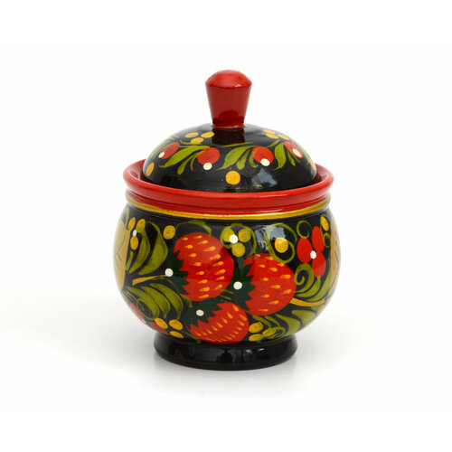 Солонка деревянная хохлома D8 H10 см 650₽