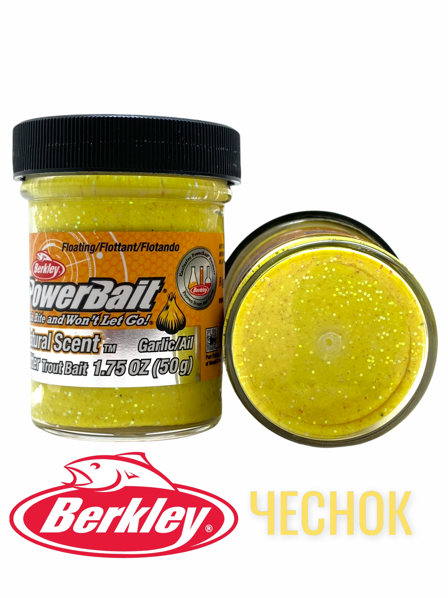 Паста форелевая Berkley PowerBait Natural Scent Garlic Sunshine Yellow/ Чеснок желтая 50gr