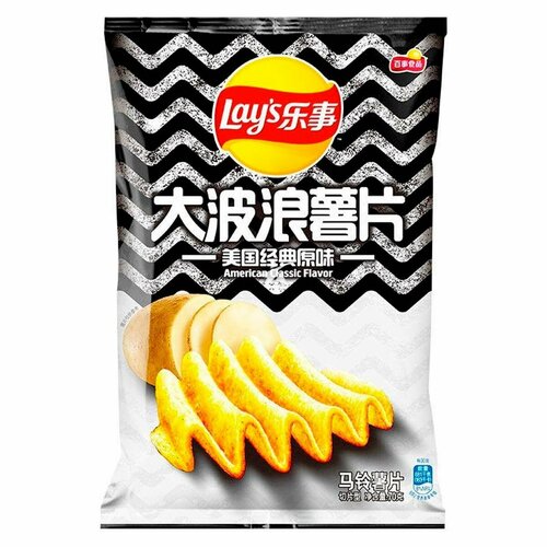 Картофельные чипсы Lay's Big Wave American Classic с классическим американским вкусом (Китай), 70 г