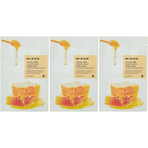Mizon Маска тканевая для лица Joyful Time Essence Mask Royal Jelly, с экстрактом маточного молочка, 23 гр, 3 шт