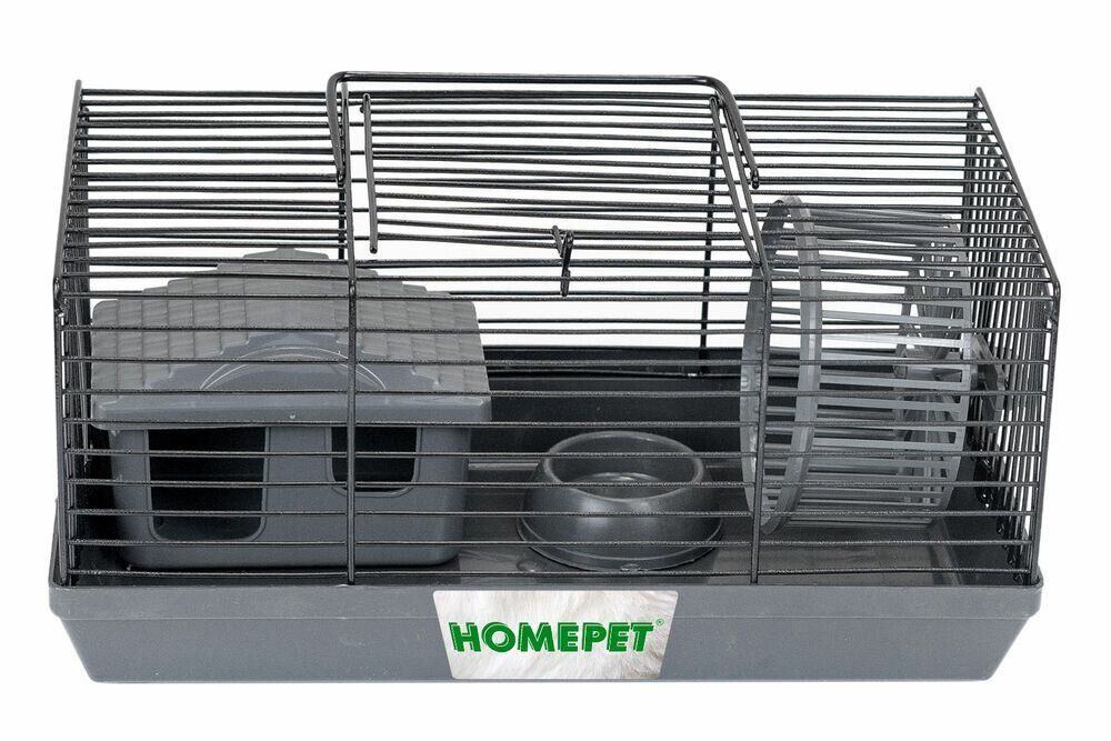 Клетка для грызунов 27х15х13 см с наполнением HomePet серая (81604) - фотография № 1