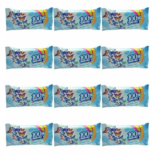 100% чистоты Влажные салфетки Без Запаха 15 штук - 12 упаковок