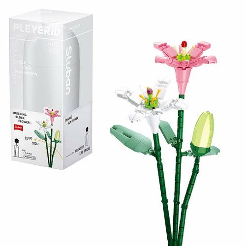 Конструктор Sluban серия Flowers Лилии в вазе, 247 деталей, полимерные материалы