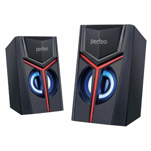 Компьютерные колонки 20 Perfeo Trial 2х3 LED подсветка чёрные 194300₽
