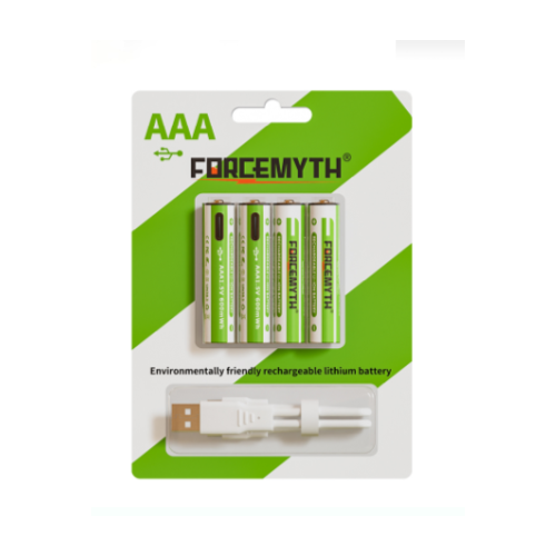 Аккумуляторные батарейки AAA 1, 5V 600 mWh ( 4 шт.) с USB кабелем.