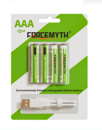 Аккумуляторные батарейки AAA 1,5V 600 mWh( 4 шт.) с USB кабелем.