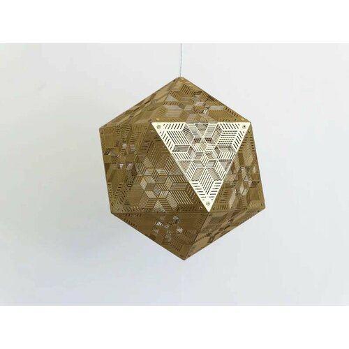 Металлический теневой светильник резной с проекцией на стены потолок сталь большой размер 38 см Золотой 07