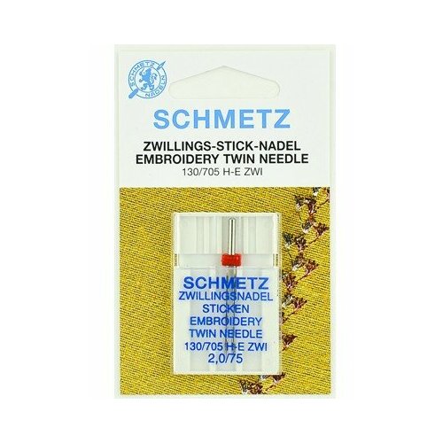 иглы schmetz для мережки двойные130 705h zwiho 100 2 5 2 шт Двойные вышивальные иглы Schmetz №75/2.0