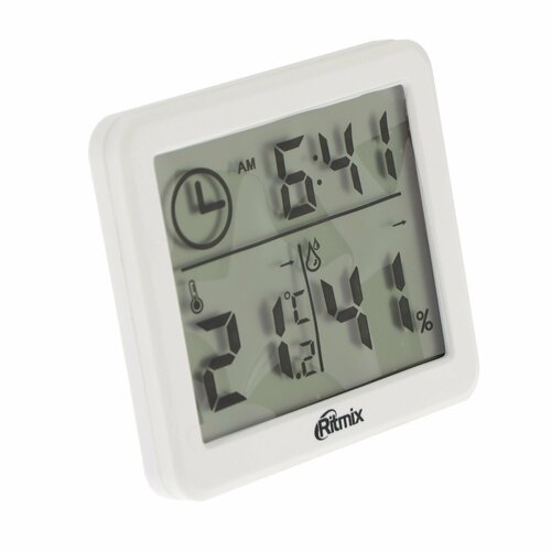Метеостанция CAT-041, комнатная, термометр, гигрометр, будильник, 1хCR2025, белая