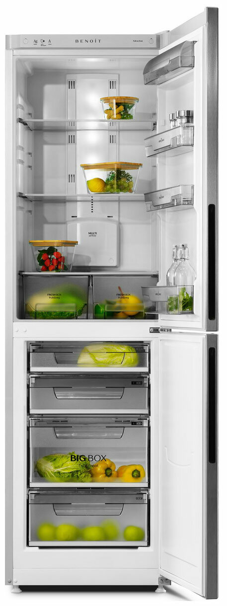 Двухкамерный холодильник Benoit 344E серебристый металлопласт - фотография № 2