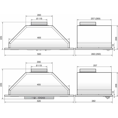 Вытяжка встраиваемая Elikor Врезной блок 52Н-650-Э3Д нержавеющая сталь управление кнопочное 1 мотор 1514500₽