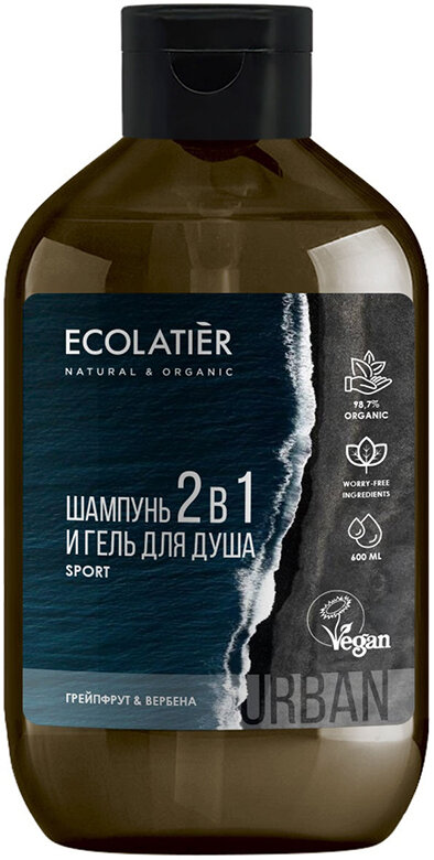 Ecolatier~Мужской гель для душа и шампунь с грейпфрутом и вербеной