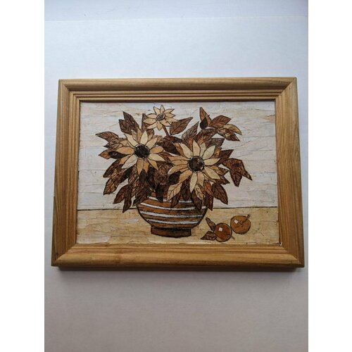 Картина из бересты Подсолнухи