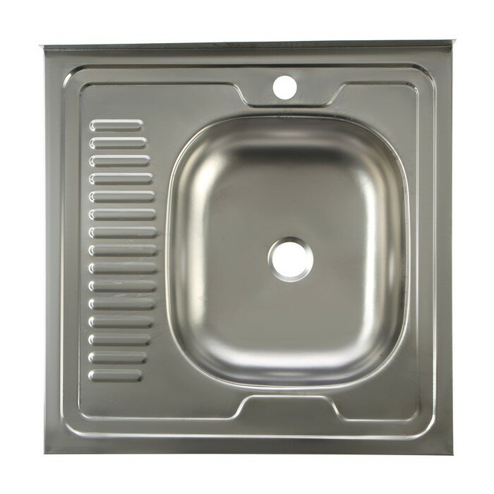 фото Мойка кухонная TRIO, накладная, без сифона, 60х60 см, правая, нержавеющая сталь 0.4 мм 10092146