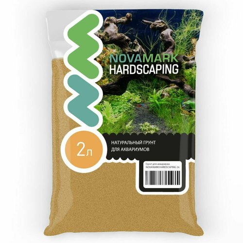 грунт для аквариума novamark hardscaping светлый песок 0 4 0 8 мм river light 2л Грунт для аквариума NOVAMARK HARDSCAPING Янтарный песок 0,1-0,4 мм (River Amber), 2л