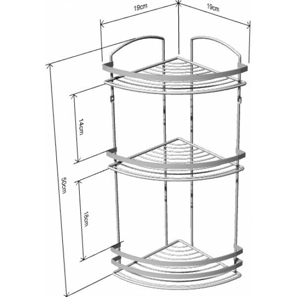 Полка для ванной комнаты угловая BK083SSM 3 яруса 20*20*50 нерж. сталь матовый