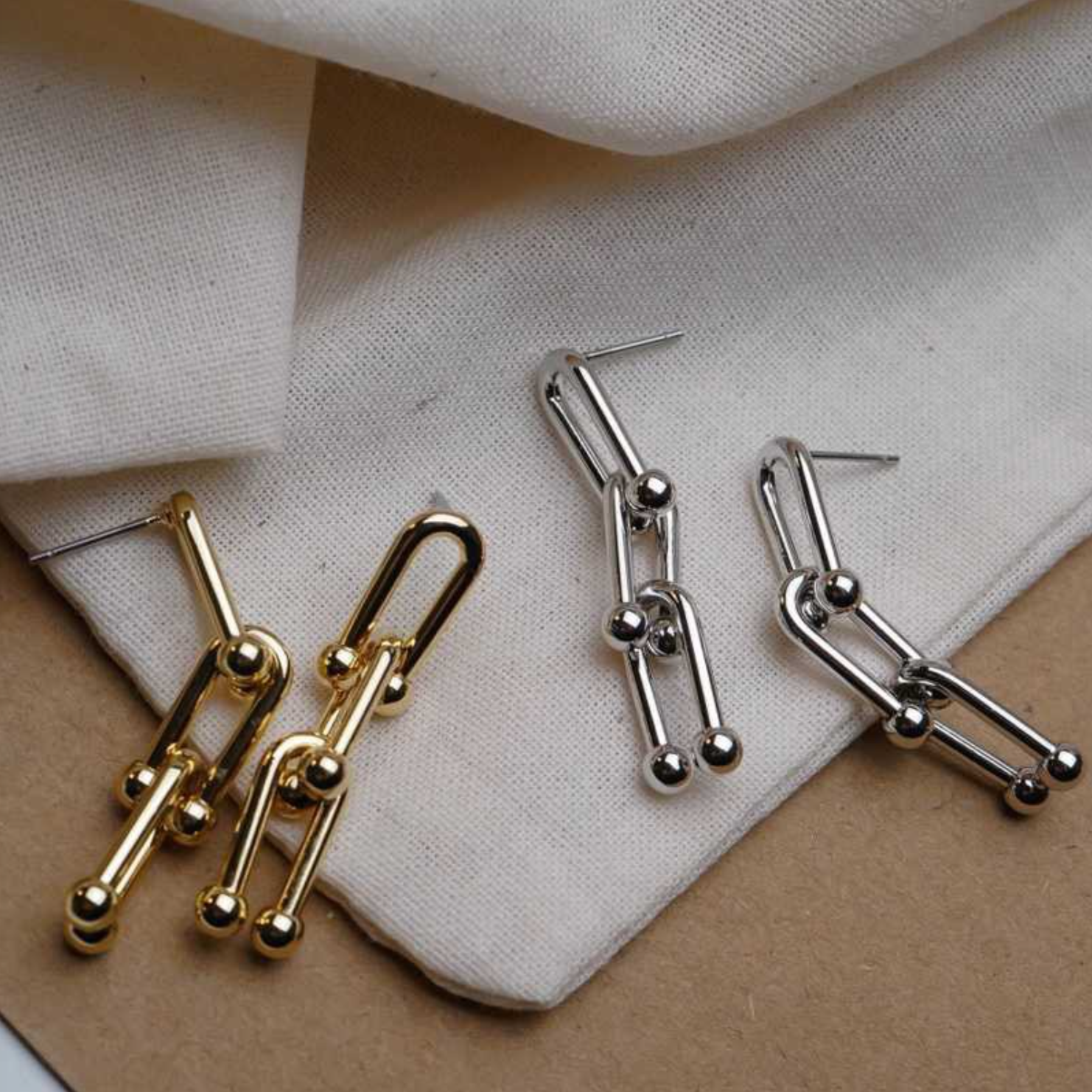 Серьги пусеты, серебристый — фото 1