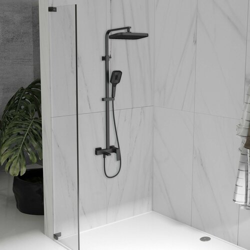 фото Душевая стойка vincea cube vsfs-4c12mb с изливом, черный матовый