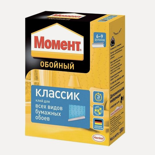 Изображение товара Клей для всех видов бумажных обоев Момент Классик (200гр)