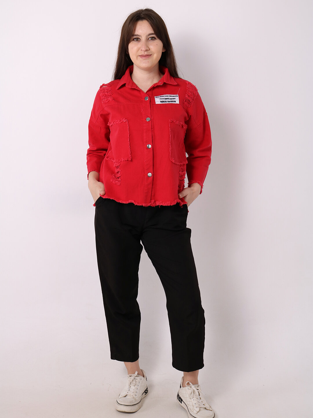 Куртка джинсовая , размер One Size, красный — фото 1