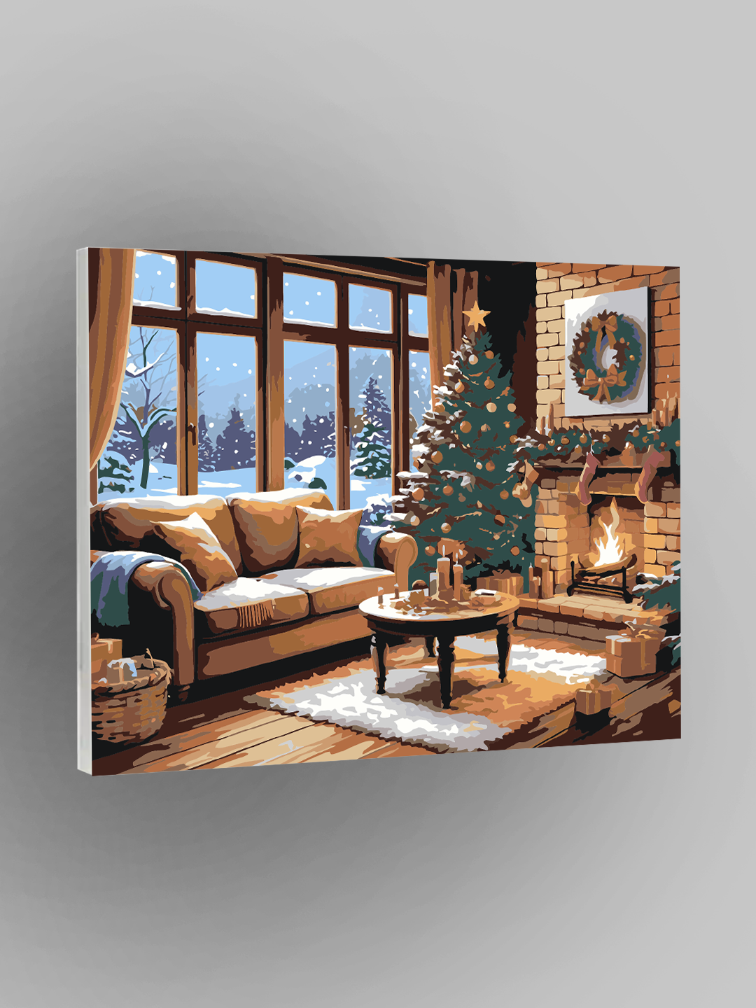 Картина по номерам "Уютный рождественский вечер", Новый год, Зима, 40×50 см, раскраска на холсте, набор для рисования