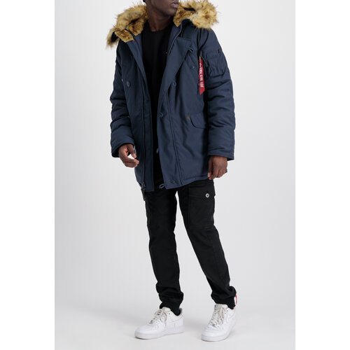 фото  парка alpha industries explorer parka зимняя, оверсайз, капюшон, съемный мех, отделка мехом, карманы, внутренний карман, утепленная, размер m, синий