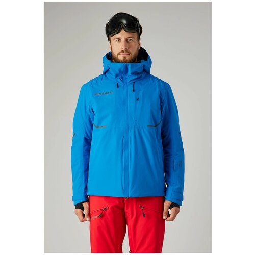 Куртка STAYER, средней длины, силуэт прямой, карманы, карман для ски-пасса, несъемный капюшон, размер 54/184, синий