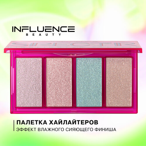 Influence Beauty Палетка хайлайтеров Influence Beauty Spectr из 4 оттенков, влажный дуохромный финиш, 10 г, разноцветный