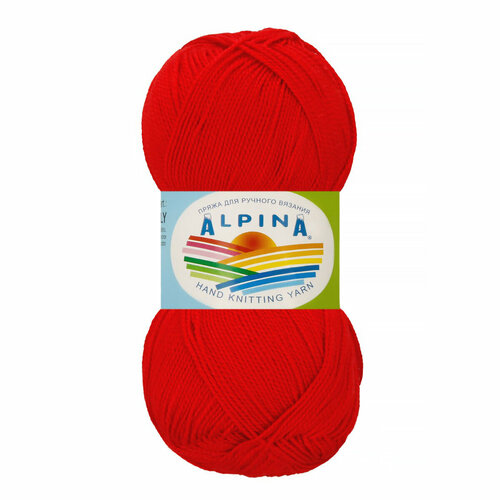 фото Пряжа alpina "holly" 100% мерсеризованный хлопок 50 г 200 м №007 красный