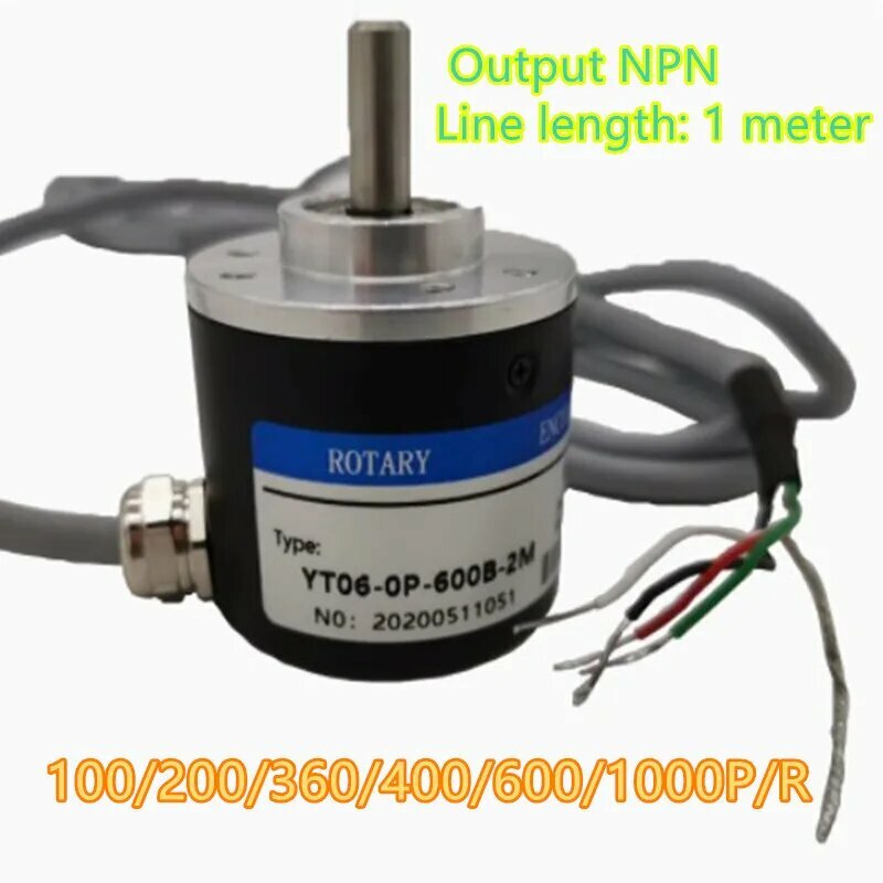 Энкодер 100/200/360/400/600/1000P/R выход NPN DC 5 в-24 в 100P 200P 360P 600P 1000P инкрементное вращение AB 2 фазы 6 мм рукоятка, Encoder 1000