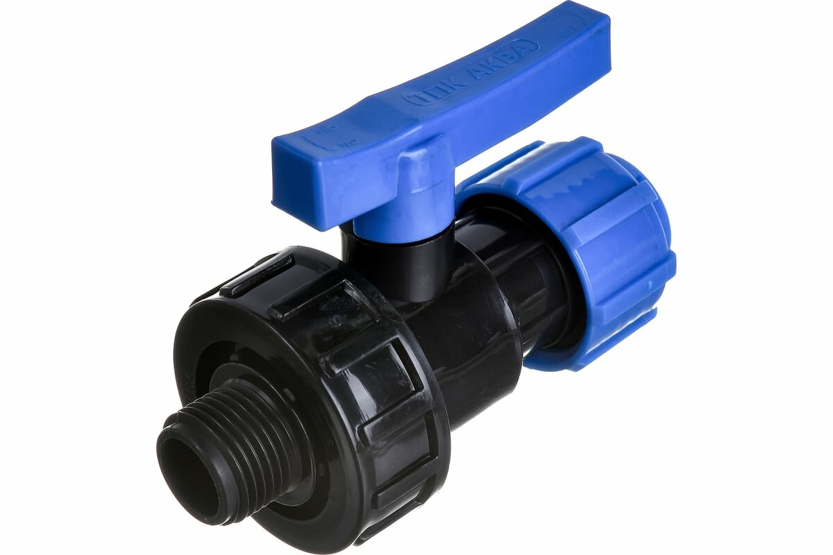 фото ПОЛИТЭК Кран шаровой компрессионный НР разъемный d 20x1/2 тпк-аква, 553222012