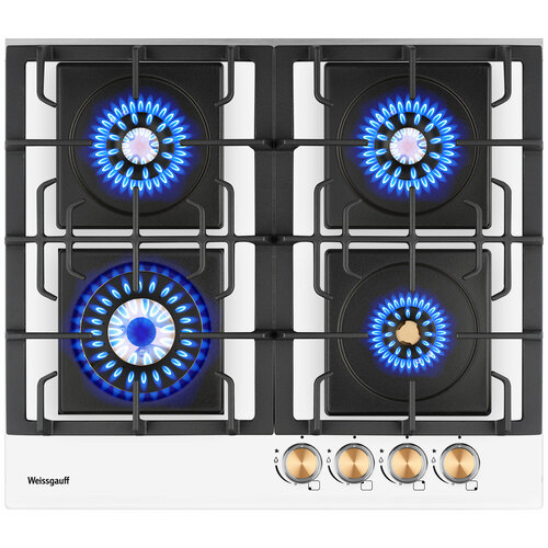 Газовая панель Weissgauff HGG 641 WV Volcano Burner Nano Glass wok-конфорка 3 года гарантии 60 см ширина Стекло легкой очистки NanoGlass Автоматический электроподжиг Газ-контроль Решетки из чугуна Рукоятки Hi-Tech 1941000₽