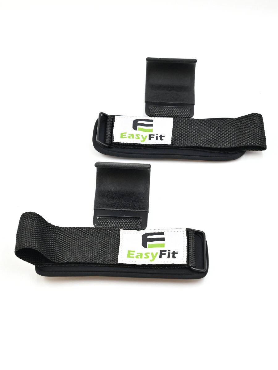 Крюки для тяги / зацепы для турника EasyFit (2 шт.) неопреновые черный