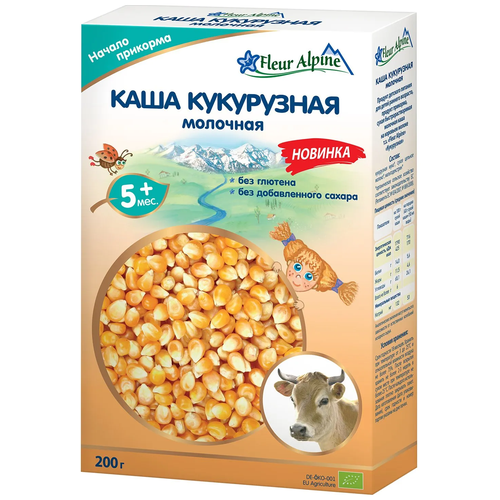 Каша Fleur Alpine молочная кукурузная, с 5 месяцев каша молочная fleur alpine кукурузная с 5 месяцев 200 г