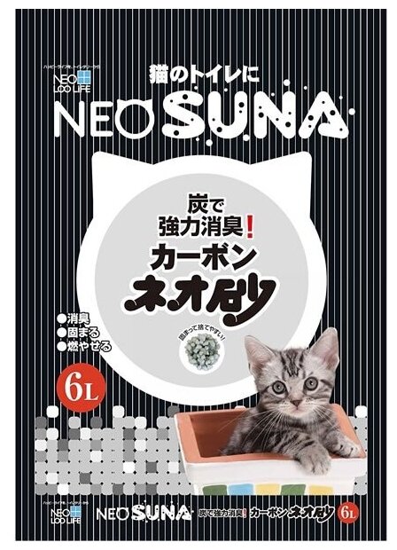 Neo Loo Life Наполнитель для кошачьего туалета объем 6 л, комкующийся, с активированным углем, экологичный состав (несмываемый в канализацию) / Японский наполнитель для кошачьего туалета - фотография № 2