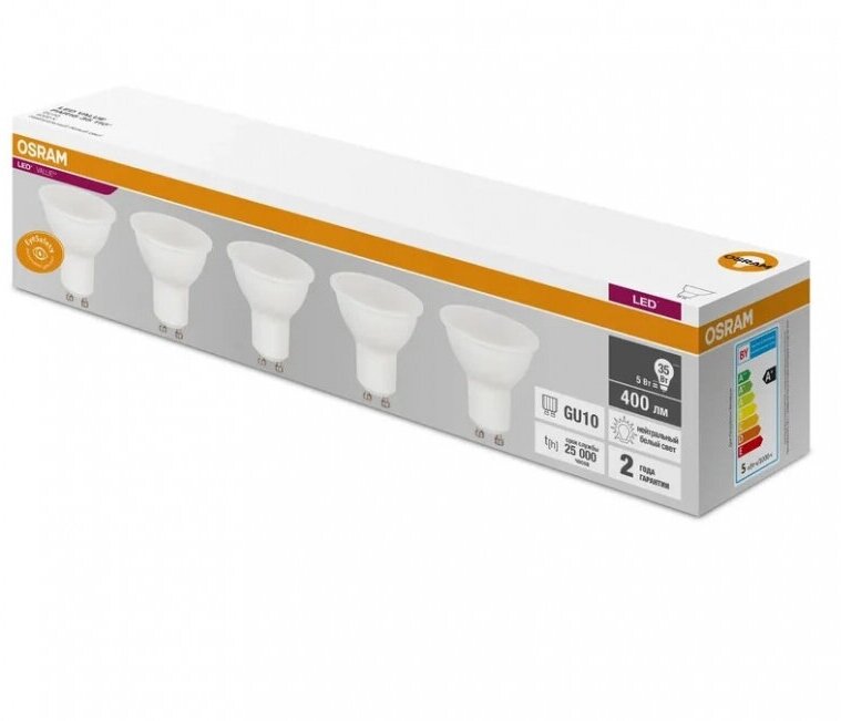 Светодиодная лампа Ledvance-osram Osram LVPAR1635 5SW/840 230V GU10 Экопак1X5 RU 4000К