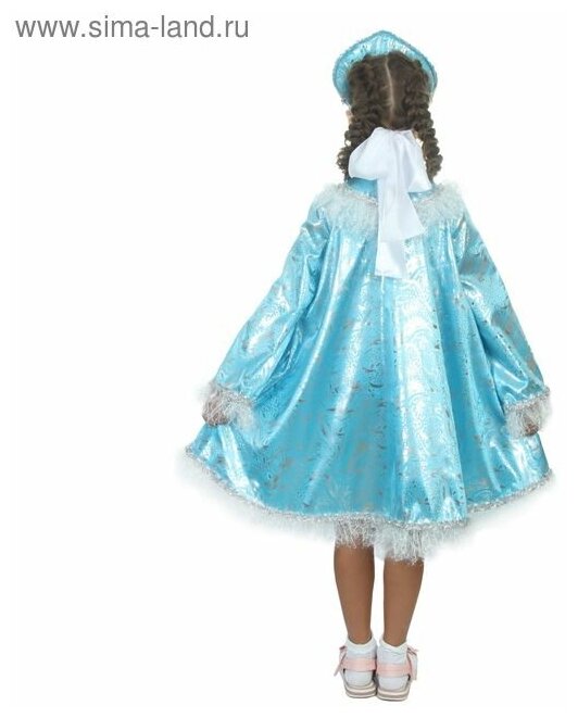 Карнавальный костюм "Снегурочка с кокеткой", атлас, кокошник, платье, р-р 34, рост 134 см
