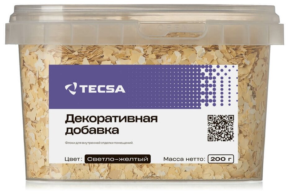 Декоративная добавка для жидких обоев Tecsa, светло-жёлтый, 200 г.