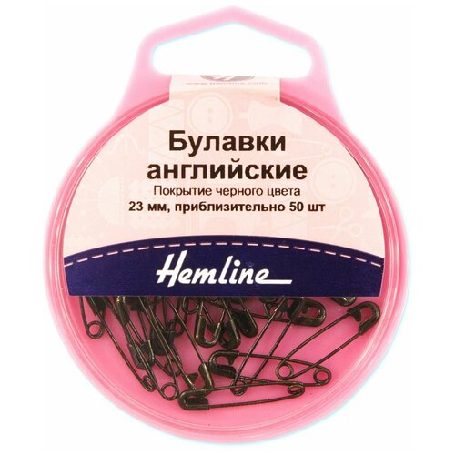 булавки английские ассорти 415 99 bk hg hemline 000 00 0 1 2 19 мм 23 мм 27 мм 34 мм 38 мм Булавки английские безопасные, 23 мм, металл, черные, 50 шт.