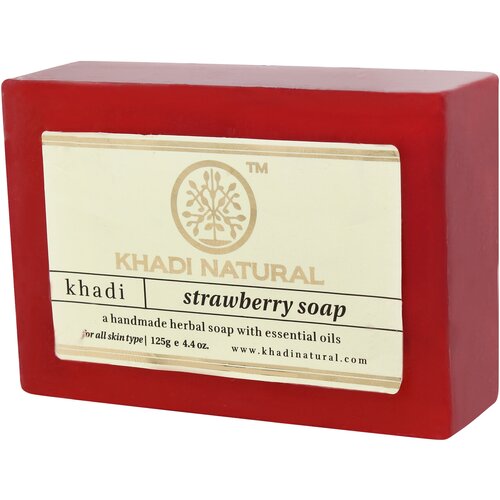 STRAWBERRY Handmade Herbal Soap With Essential Oils, Khadi Natural (клубника Мыло ручной работы с эфирными маслами, Кхади), 125 г.