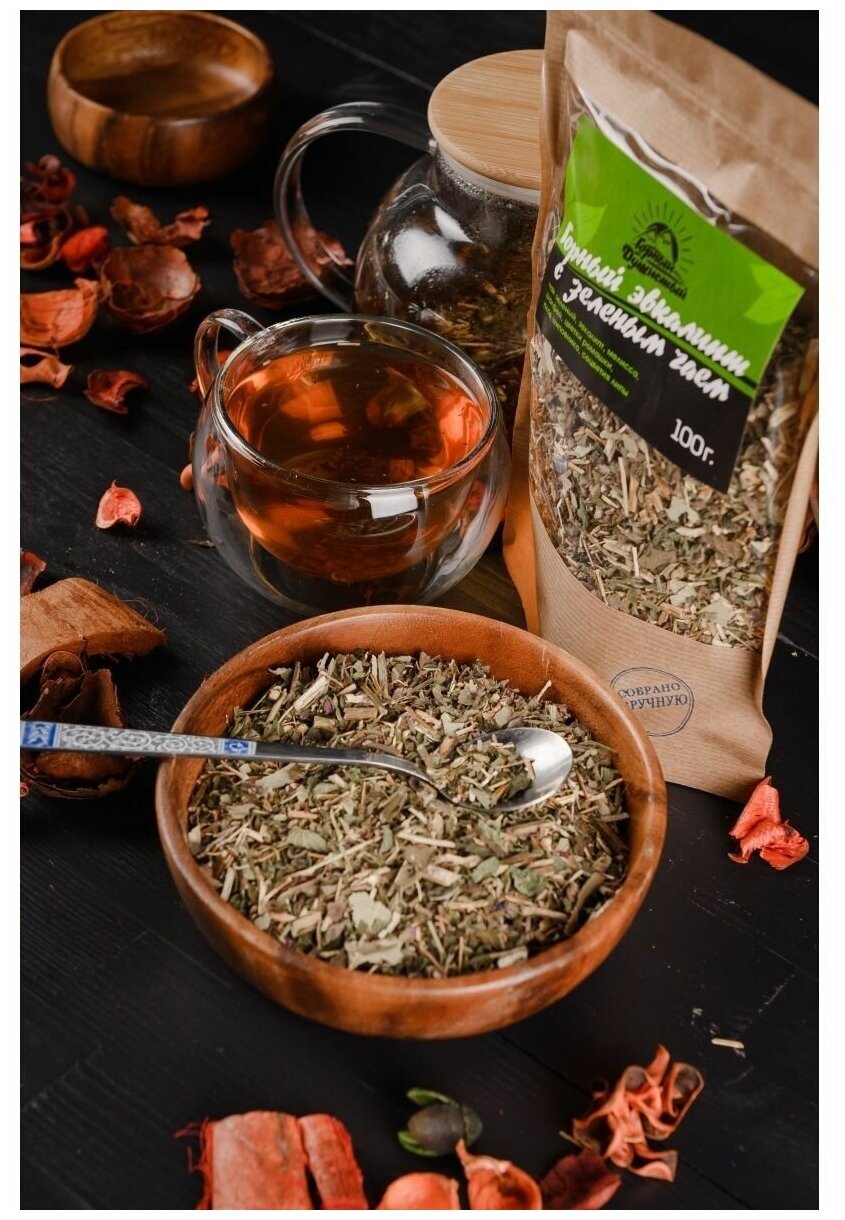 Травяной чай Зеленый чай с эвкалиптом мелиссой шалфеем успокаивающий сбор листовой рассыпной листовой от кашля для иммунитета для похудения - фотография № 5