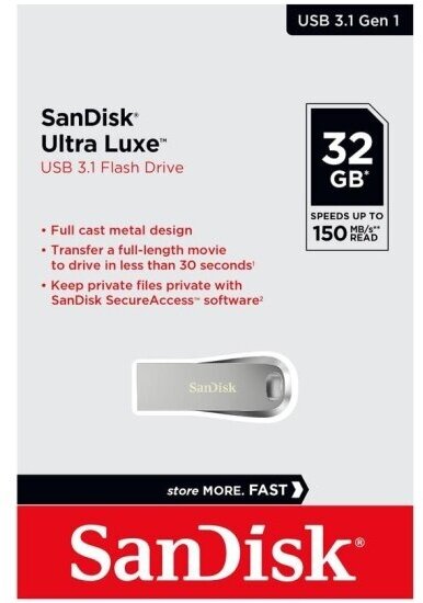 USB флешка Sandisk 32Gb Ultra Luxe USB 3.1 Gen 1 (150/25 Mb/s)